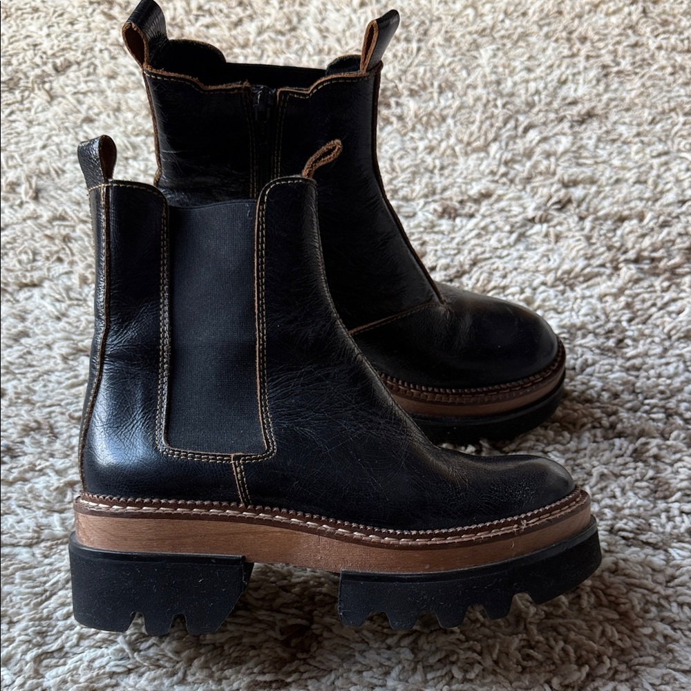 Free People Black and Brown Ankle Boots